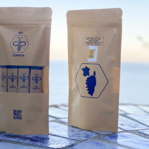 Sachet stand-up API Corsica - emballage miel et produits de la ruche