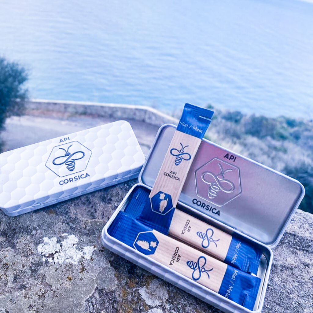Boîtier 4 sticks de miel API Corsica - coffret dégustation